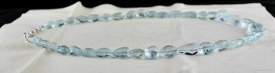 Certified Natural Aquamarine 470ct Faceted Beads Sterling Silver Necklace