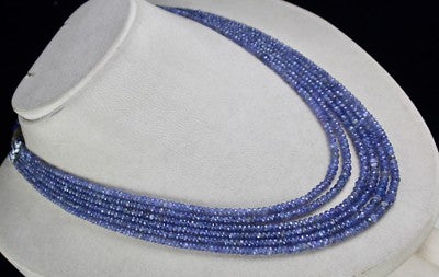 Natural Tanzanite 312 Ct Faceted Beads Necklace 15-18 Inches For Women