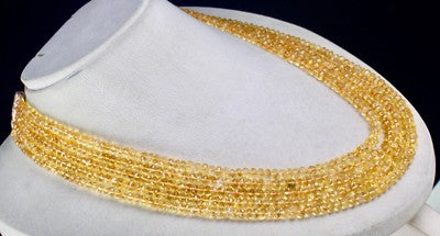 Yellow Citrine Faceted Beads Necklace 5 L 480 Ct Gemstone Fashion Accessory