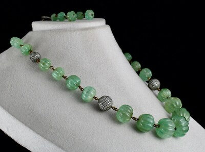 Certified Natural Colombian Emerald 550 Ct Sterling Silver Necklace Earring Set