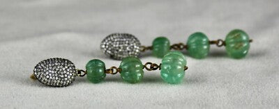 Certified Natural Colombian Emerald 550 Ct Sterling Silver Necklace Earring Set