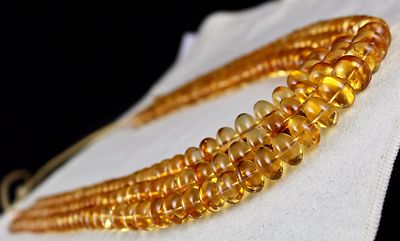 Certified Natural Yellow Citrine 3l 994ct Beads Round Gemstone Necklace