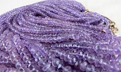 Natural Amethyst Beads Faceted Round 705 Ct Sterling Silver Necklace