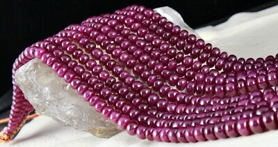Certified Natural Unheated Ruby Beads Necklace, 1557 Ct Round 12mm, 5 Line