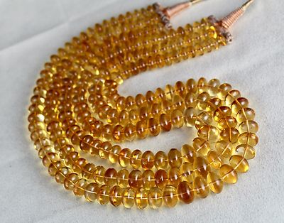 Certified Natural Yellow Citrine 3l 994ct Beads Round Gemstone Necklace