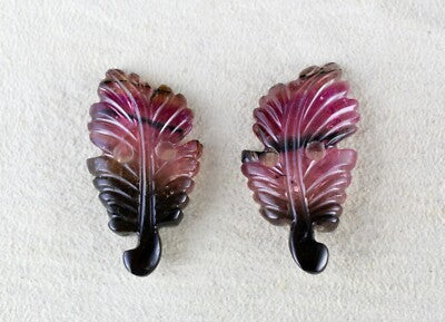 Certified Natural Watermelon Tourmaline Carved Pair 55.67 Ct Earrings 39x20mm
