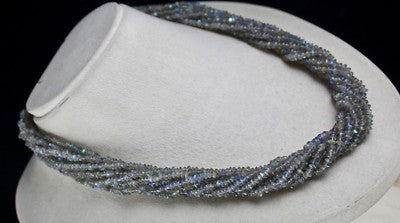 Sterling Silver Labradorite Beads Necklace 540 Ct Round 10 L Fashion Gemstone