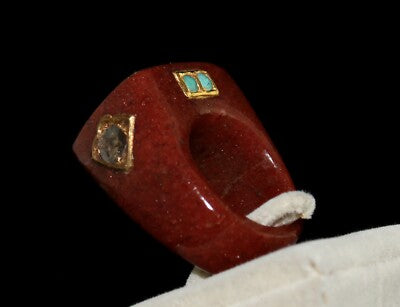 Certified Antique Orange Quartz 10ct Natural Diamond Turquoise 22k Gold Ring