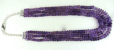 Natural Amethyst Beads Fancy Round 13mm 1008 Ct Sterling Silver Necklace
