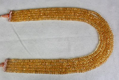 Yellow Citrine Faceted Beads Necklace 5 L 480 Ct Gemstone Fashion Accessory