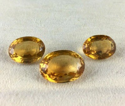 Natural Yellow Citrine 26.32ct Oval Cut 3pcs Gemstone Earrings Pendant Set