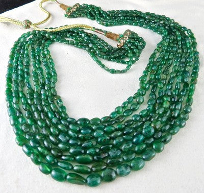 Certified Natural Emerald 512ct Beads Green Gemstone Vintage Necklace
