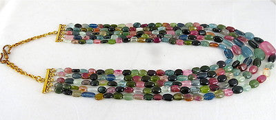 Certified Natural Multi Tourmaline 848 Ct Aquamarine Gemstone Fine Necklace