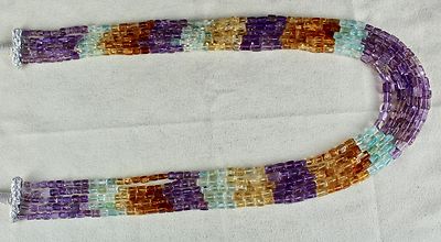 Natural Aquamarine 471ct Peridot Citrine Amethyst Square Bead Necklace