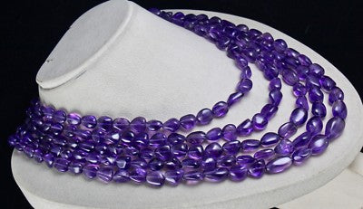 Certified Natural Purple Amethyst 1115 Ct Nugget Beads Gemstone Party Necklace