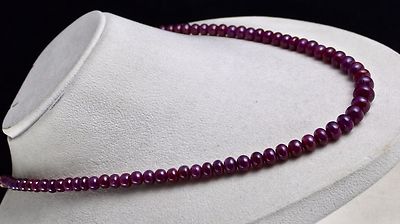 Certified 323 Ct Natural Ruby Necklace Round Red Untreated Gemstone String