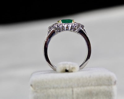 Certified Natural Zambian Emerald 1.67ct Ring 18k Gold Natural Diamond