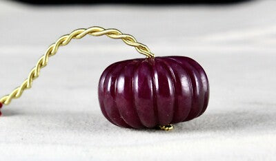 Certified Natural Ruby 87.50 Ct Carved Melon Pumpkin Bead Gemstone Pendant Ring