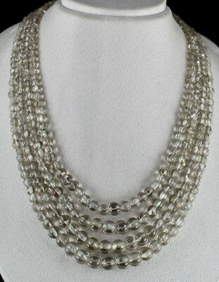 Antique Natural Smoky Quartz Carved Melon Beads Necklace 735 Ct Gemstone