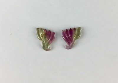 Natural Tourmaline Carved Leaves Pair 7.83 Ct Multi Gemstone Earring Designing