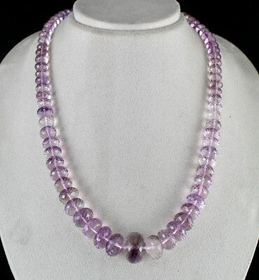 Natural Pink Amethyst Beads Faceted Round 663 Ct Gemstone Fashion Necklace
