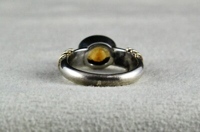Ladies Antique Yellow Citrine 10ct Sterling Silver 18k Gold Ring For Wedding