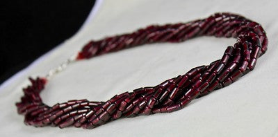 Natural Red Garnet Tube Beads Necklace 10l, 937ct Sterling Silver Ladies Fashion