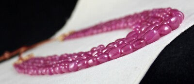 Certified Natural Untreated Ruby Beads 5 Line 1087 Ct Ladies Gemstone Necklace