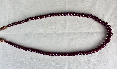 Certified 323 Ct Natural Ruby Necklace Round Red Untreated Gemstone String