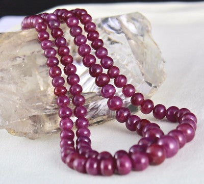 Certified Natural Ruby Round Beaded Necklace 425 Ct Red Gemstone Strings