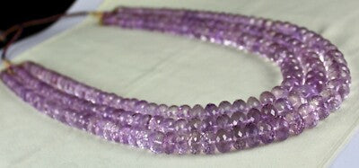 Certified Natural Pink Amethyst Faceted Beads Round 1466 Ct Necklace For Women