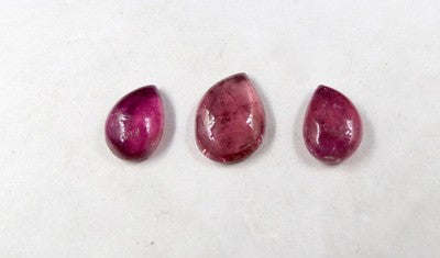 Certified Natural Tourmaline Rubellite 22.10ct Pear Cabochon Gemstone Set