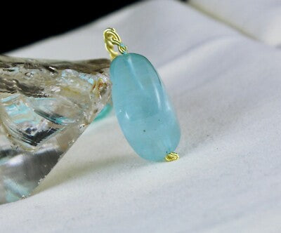 Natural Blue Aquamarine 40.45 Ct Drilled Nugget Gemstone Bead Pendant