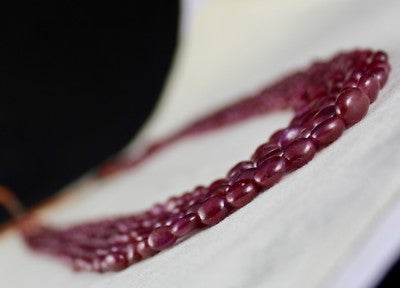 Natural Ruby 433 Ct Bead Necklace 17 Inches Ladies Jewelry