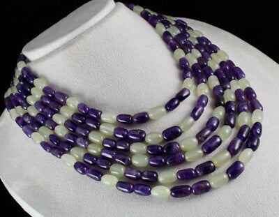 Natural Multi Jade Amethyst 1104ct Beads Fashion Gemstone Necklace