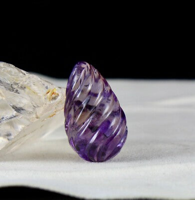 Natural Amethyst 32x19mm Tear Drop Pendant 67.75ct Carved Gemstone For Women