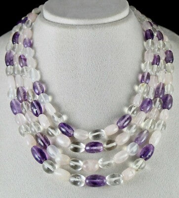 Multi Natural Semi Precious Gemstone Necklace 1080 Cts Fashion Beads Cabochon