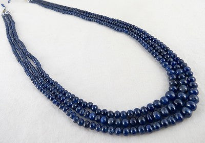 Certified Natural Blue Sapphire Necklace Round Beads 226ct Precious Gemstone