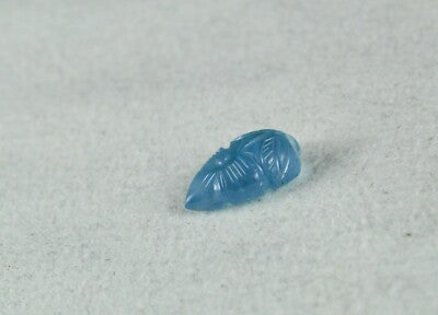 Classic 3.84 Ct Natural Blue Aquamarine Carved Leaf Gemstone Pendant Ring