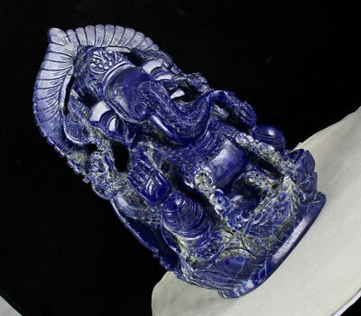 Certified Natural Lapis Lazuli Lord Ganesha 10" 21000 Ct Gemstone Decor Statue