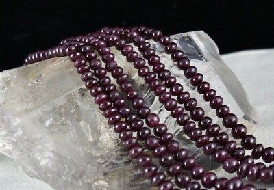 Certified Natural Unheated Ruby 451ct Beads 3 Line Precious Necklace For Women