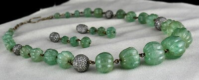 Certified Natural Colombian Emerald 550 Ct Sterling Silver Necklace Earring Set