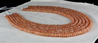 Natural Orange Quartz 940 Ct Beaded Necklace Carved Flower Gemstone Strings