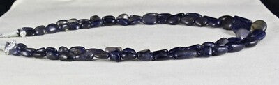 Blue Natural Iolite Cabochon 536 Carats, 2 Line Gemstone Ladies Necklace