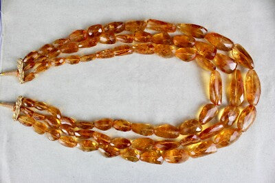 Certified Natural Yellow Citrine 1266 Ct Faceted Golden Necklace Beads Tumble