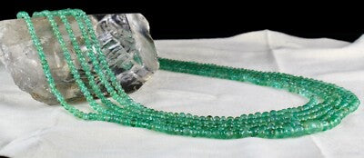 Certified Natural Emerald 354ct Round Beads Gemstone Important Necklace