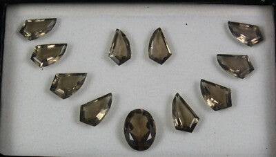 Natural Smoky Quartz Oval 11 Pc 86.75 Ct Gemstone For Set Designing