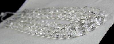 Natural White Rock Crystal Quartz Faceted Beads Necklace 3 L 1311 Ct Gemstone