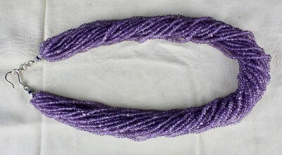 Natural Amethyst Faceted Round Beads 810 Ct Sterling Silver Necklace 20 Line