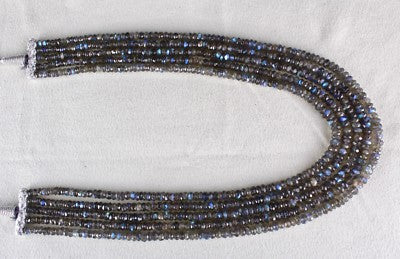 Natural Labradorite Faceted Round Bead Necklace 469 Carats Gemstone 5 Line